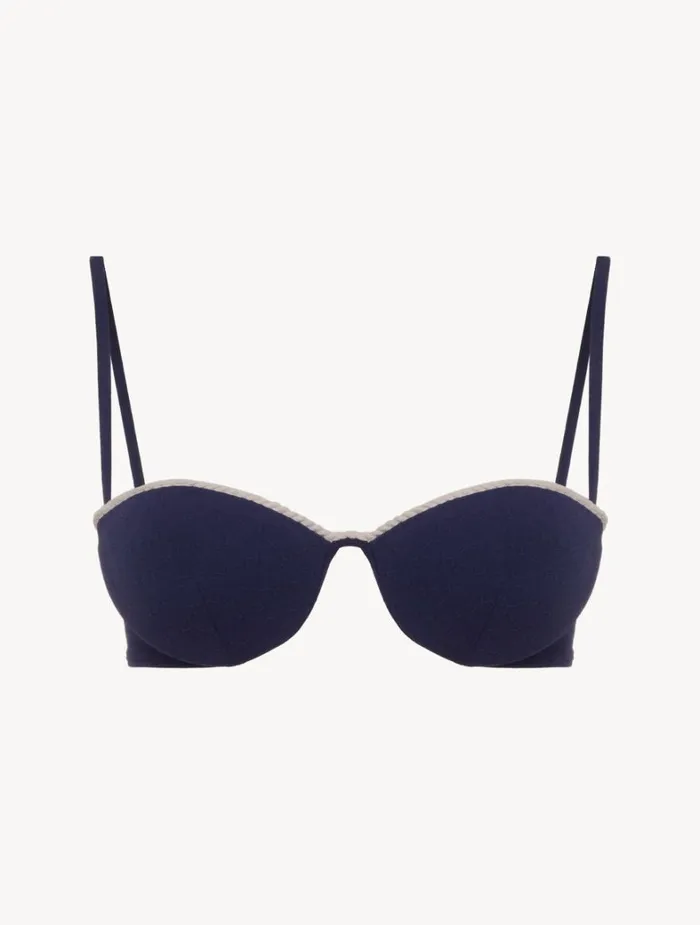 La Perla Monogram Bandeau Bikini Top In Navy Women Bikinis