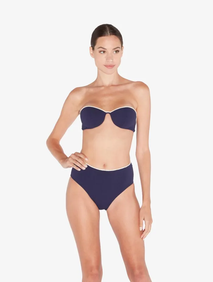 La Perla Monogram Bandeau Bikini Top In Navy Women Bikinis