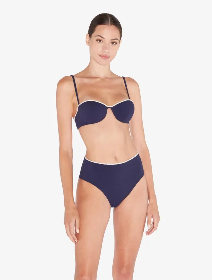 La Perla Monogram High Waist Bikini Brief In Navy Women Bikinis