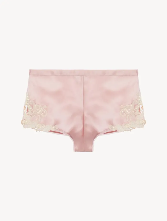 La Perla Powder Pink Silk Satin Sleep Shorts With Frastaglio Women Pajamas