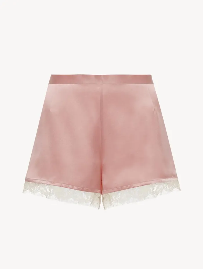 La Perla Silk Shorts With Leavers Lace In Pink Women Sleep Shorts and Trousers