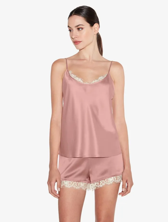 La Perla Silk Shorts With Leavers Lace In Pink Women Sleep Shorts and Trousers