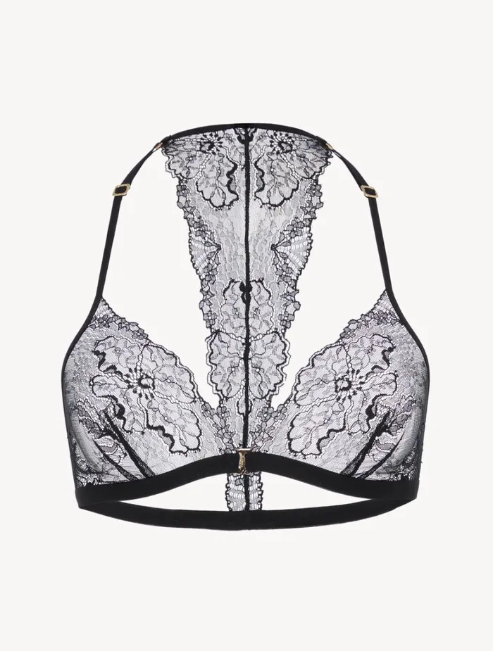 La Perla Soft Triangle Bra In Black With Leavers Lace Women Triangle
