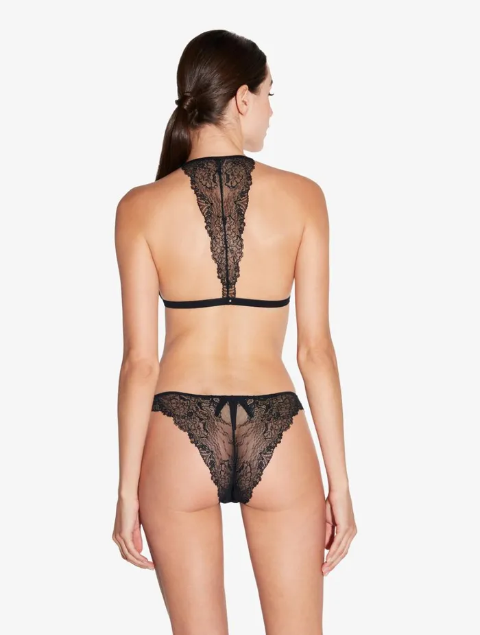 La Perla Soft Triangle Bra In Black With Leavers Lace Women Triangle