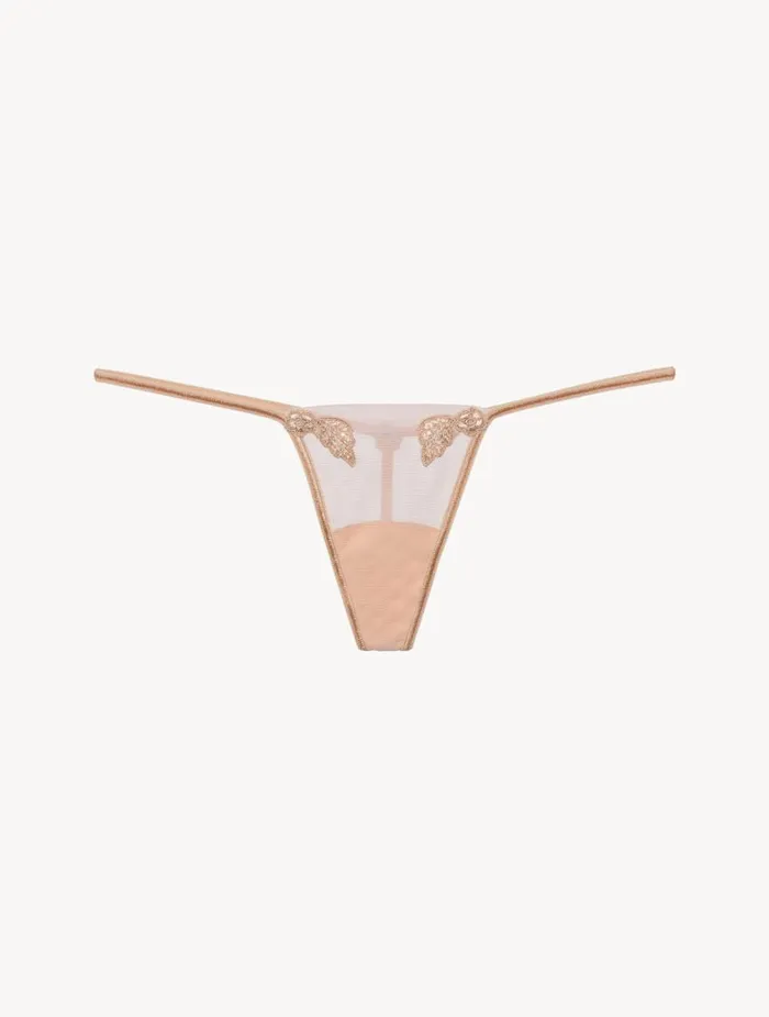 La Perla Thong In Sand Stretch Tulle Women G String and Thong