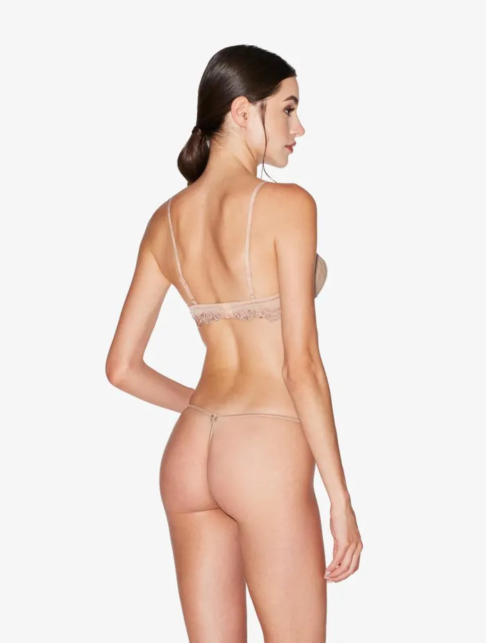 La Perla Thong In Sand Stretch Tulle Women G String and Thong