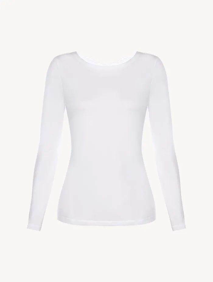 La Perla White Cotton Longsleeved Top Women Camisoles