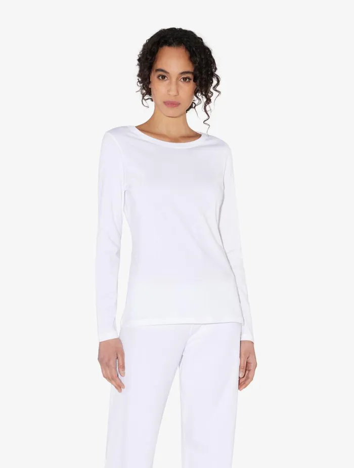 La Perla White Cotton Longsleeved Top Women Camisoles