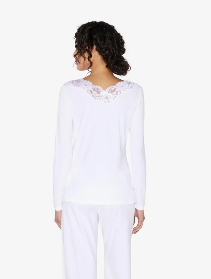 La Perla White Cotton Longsleeved Top Women Camisoles