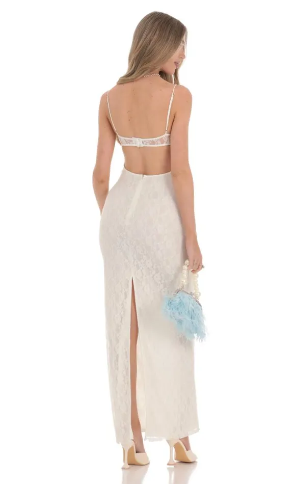 Lace Bodycon Maxi Dress Ivory Women LUCY IN THE SKY Maxi Dresses Lace Bodycon Maxi Dress Ivory Women LUCY IN THE SKY Maxi Dresses