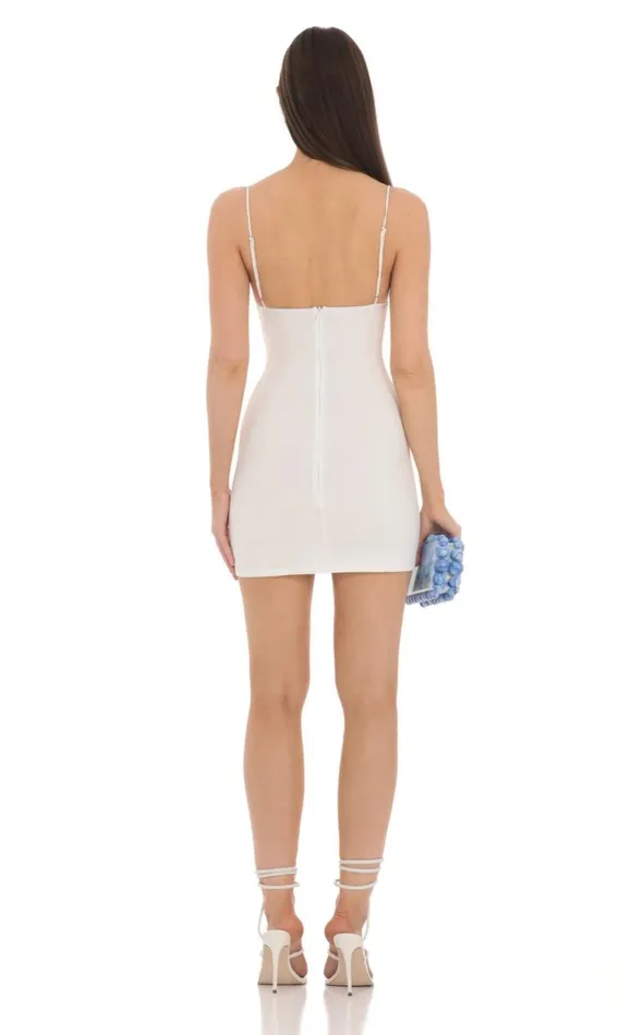 Lace Cowl Neck Bodycon Dress White Women LUCY IN THE SKY Mini Dresses Lace Cowl Neck Bodycon Dress White Women LUCY IN THE SKY Mini Dresses