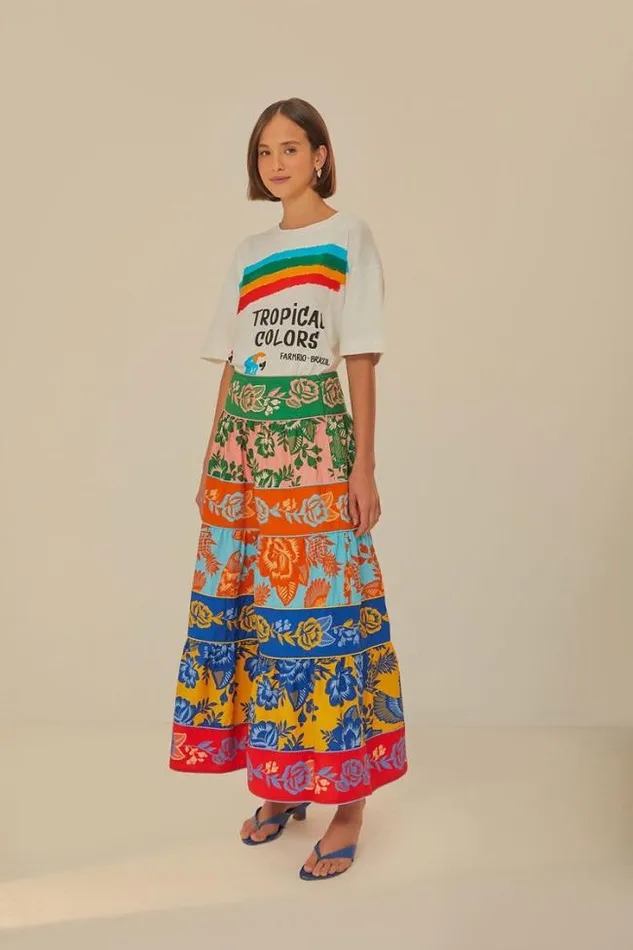 Lace Garden Tiered Maxi Skirt Women FARM Rio Skirts