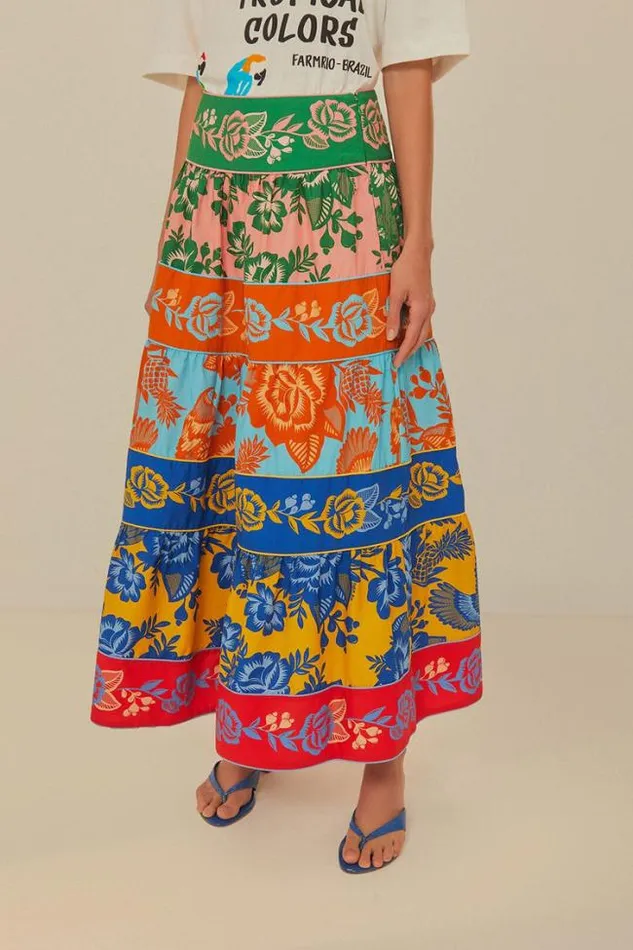 Lace Garden Tiered Maxi Skirt Women FARM Rio Skirts