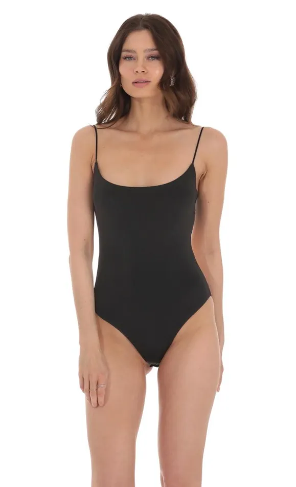 Lace Open Back Bodysuit Black Women LUCY IN THE SKY Bodysuits