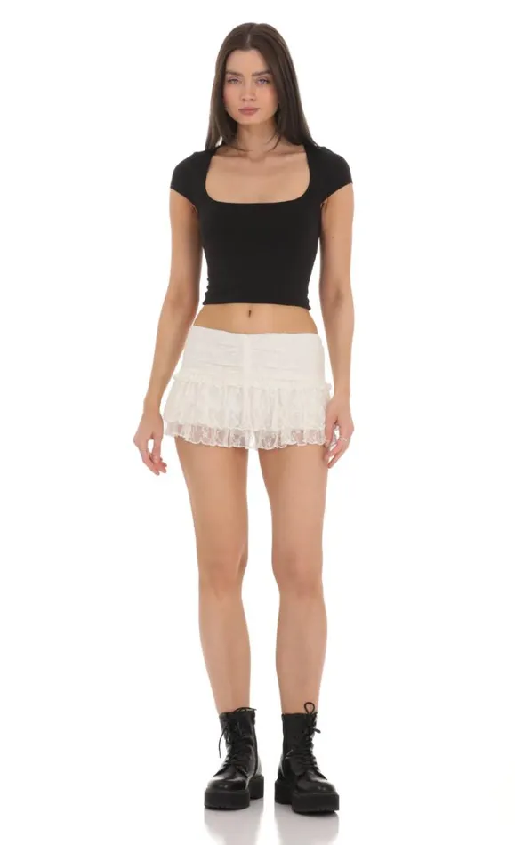 Lace Ruffle Skort White Women LUCY IN THE SKY Skirts