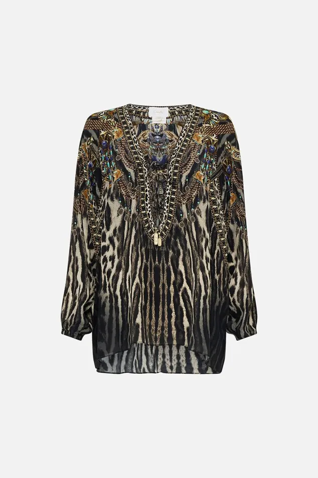 LACE UP BLOUSE CAT WORSHIP Cat Worship Womens Camilla Blouses and Shirts