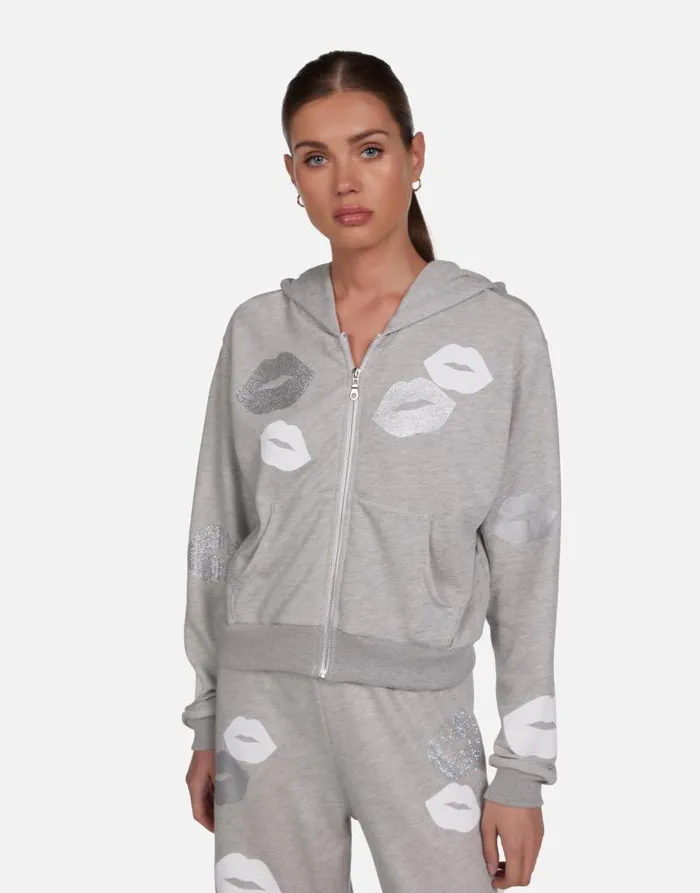 Lachelle Crystal Multi Lips Heather Grey Women Lauren Moshi Hoodies