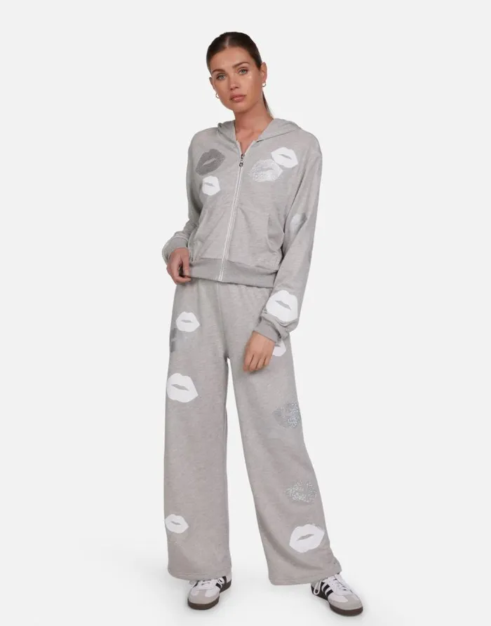 Lachelle Crystal Multi Lips Heather Grey Women Lauren Moshi Hoodies