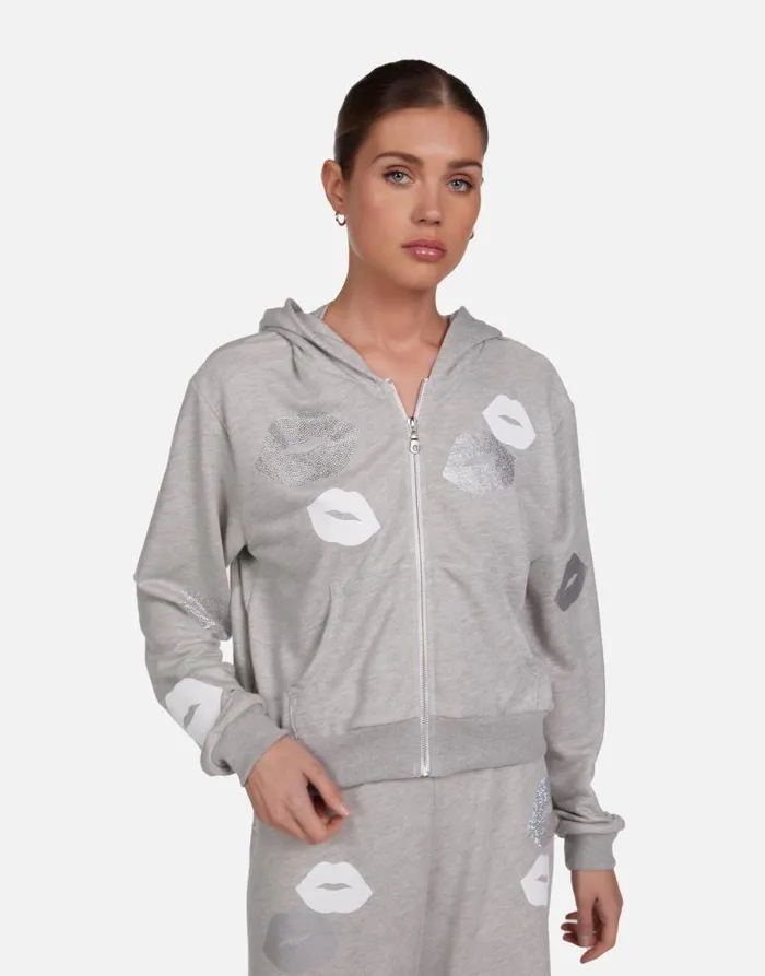 Lachelle Crystal Multi Lips Heather Grey Women Lauren Moshi Hoodies