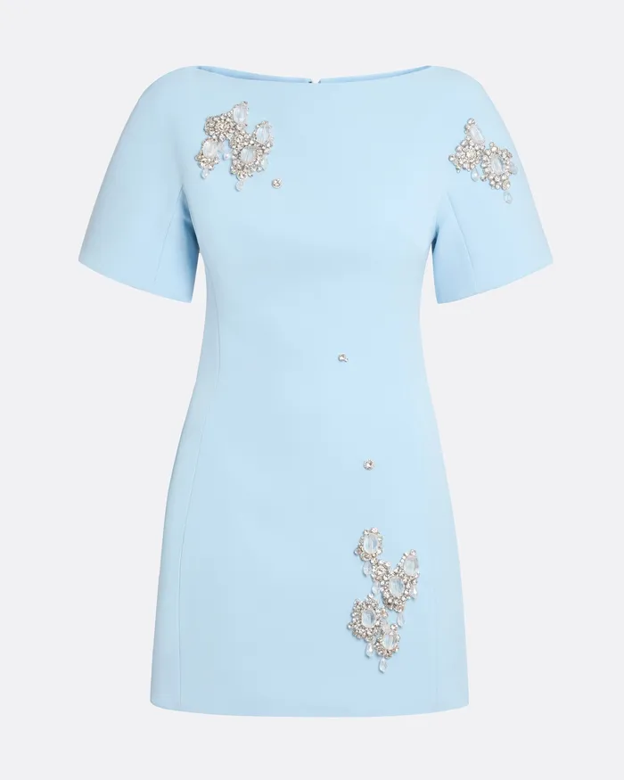 Lacin Pale Blue Short Dress Pale Blue Women Dresses Safiyaa