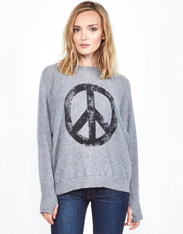 Ladona Vintage Peace Charcoal Women Lauren Moshi Sweaters and Knits