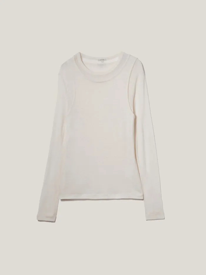 Layered 2in1 Top Cream Women Jigsaw Shirts and Tops
