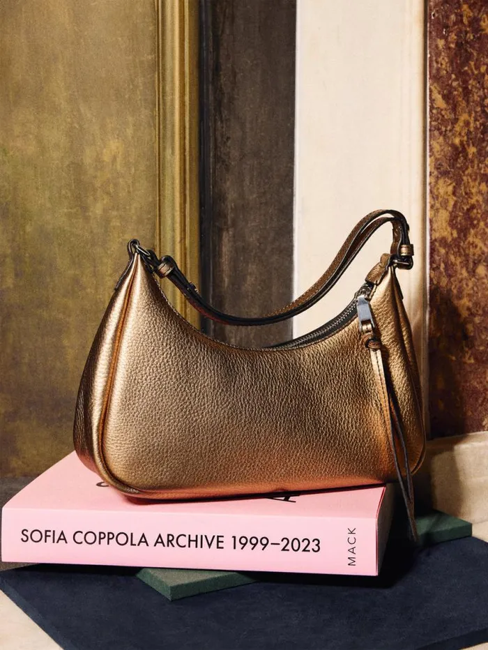 Leather Crescent Shoulder Bag Copper Women Jigsaw Wallets and Card Holders