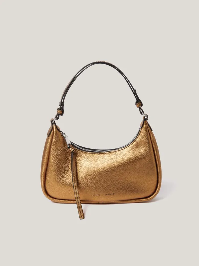 Leather Crescent Shoulder Bag Copper Women Jigsaw Wallets and Card Holders