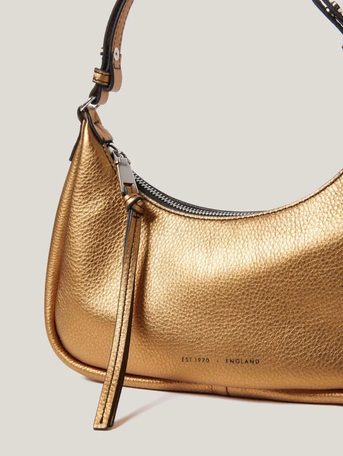 Leather Crescent Shoulder Bag Copper Women Jigsaw Wallets and Card Holders