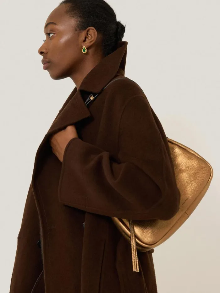Leather Crescent Shoulder Bag Copper Women Jigsaw Wallets and Card Holders