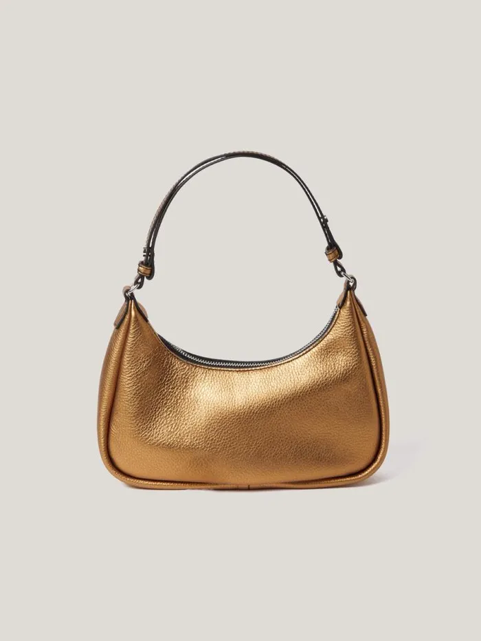 Leather Crescent Shoulder Bag Copper Women Jigsaw Wallets and Card Holders