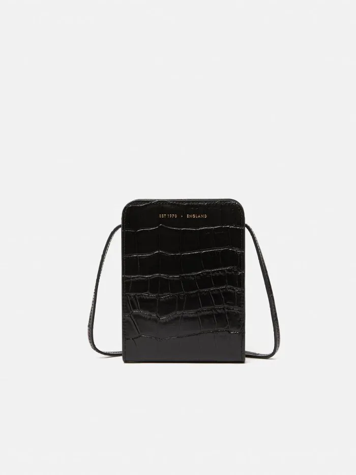 Leather Crossbody Phone Bag Black Women Jigsaw Bags