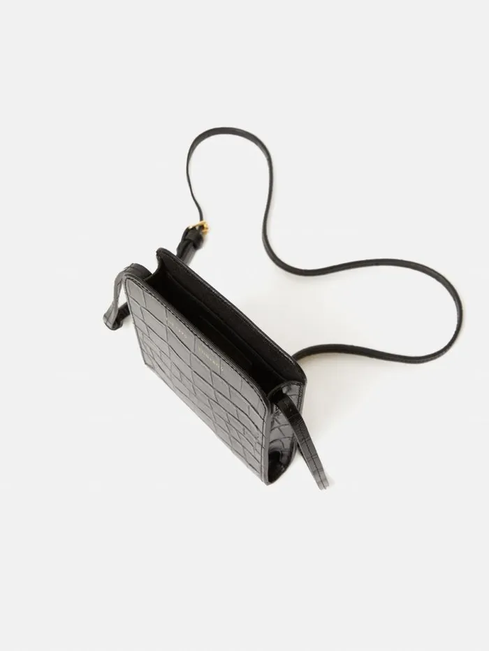 Leather Crossbody Phone Bag Black Women Jigsaw Bags