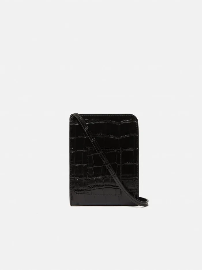 Leather Crossbody Phone Bag Black Women Jigsaw Bags