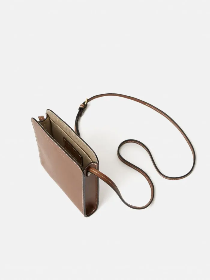 Leather Crossbody Phone Bag Tan Women Jigsaw Wallets and Card Holders