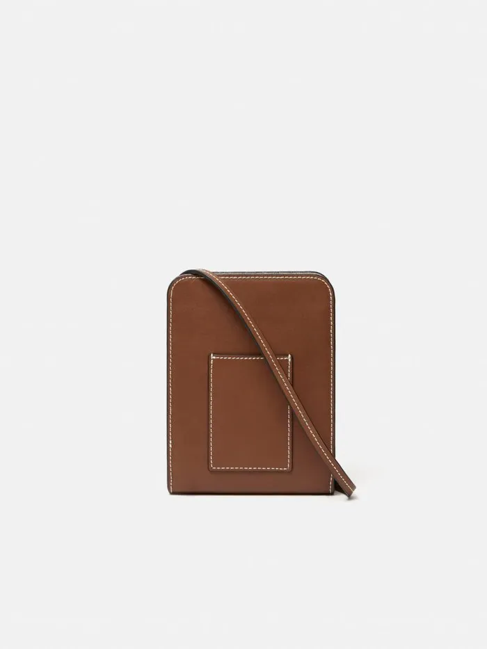 Leather Crossbody Phone Bag Tan Women Jigsaw Wallets and Card Holders