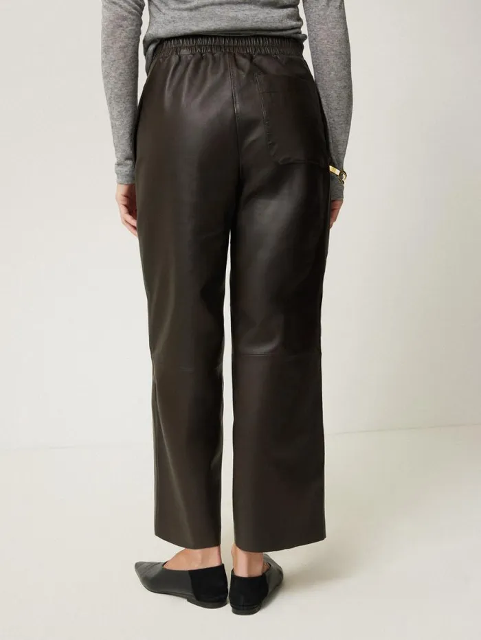 Leather Flat Front Trouser Dark Olive Women Jigsaw Party