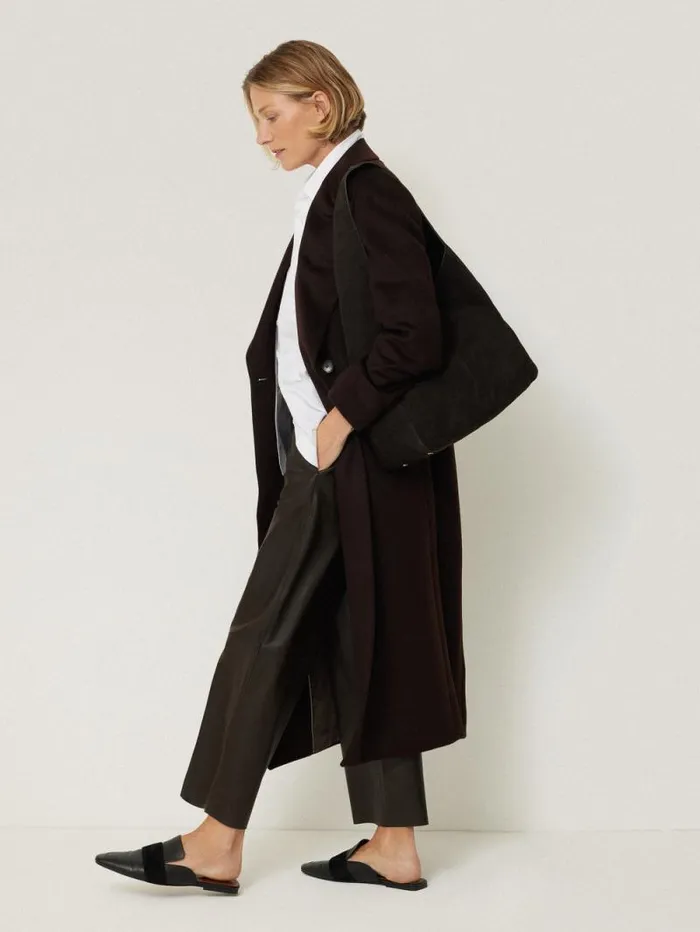 Leather Flat Front Trouser Dark Olive Women Jigsaw Party