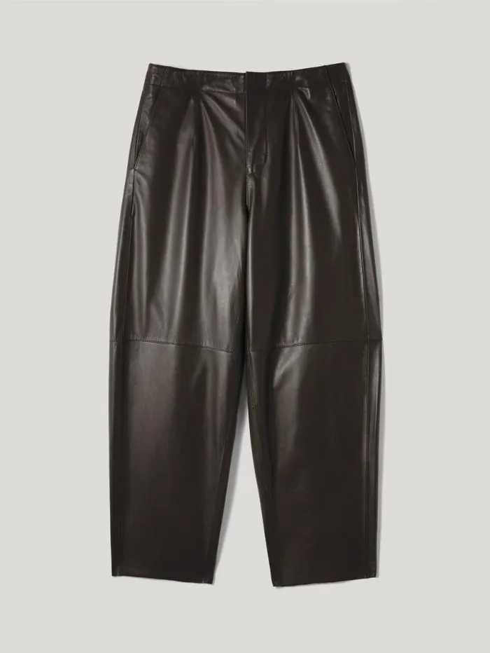 Leather Flat Front Trouser Dark Olive Women Jigsaw Party