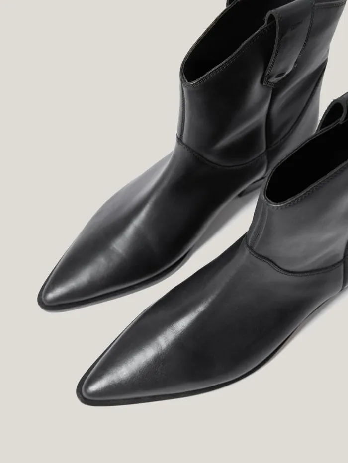 Leather Western Ankle Boot Black Women Jigsaw Boots