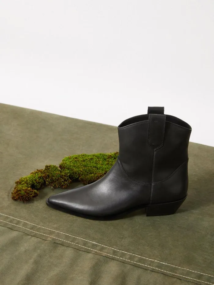 Leather Western Ankle Boot Black Women Jigsaw Boots