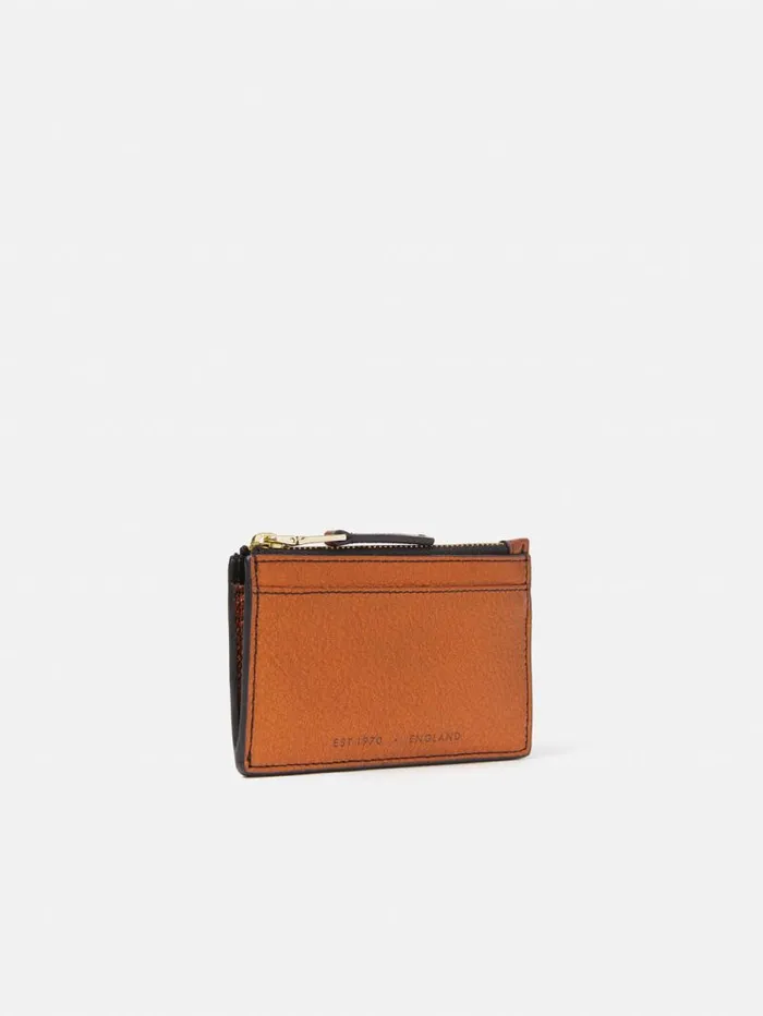 Leather Ziptop Card Holder Copper Women Jigsaw Wallets and Card Holders