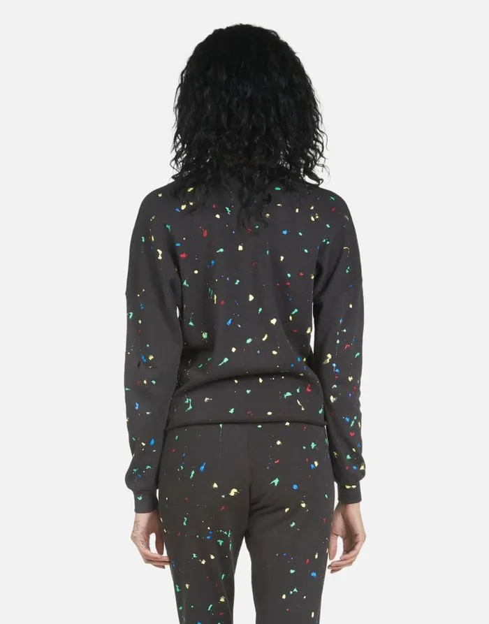 Lee Text Happy Face Onyxprimary Splatter Women Lauren Moshi Long Sleeve