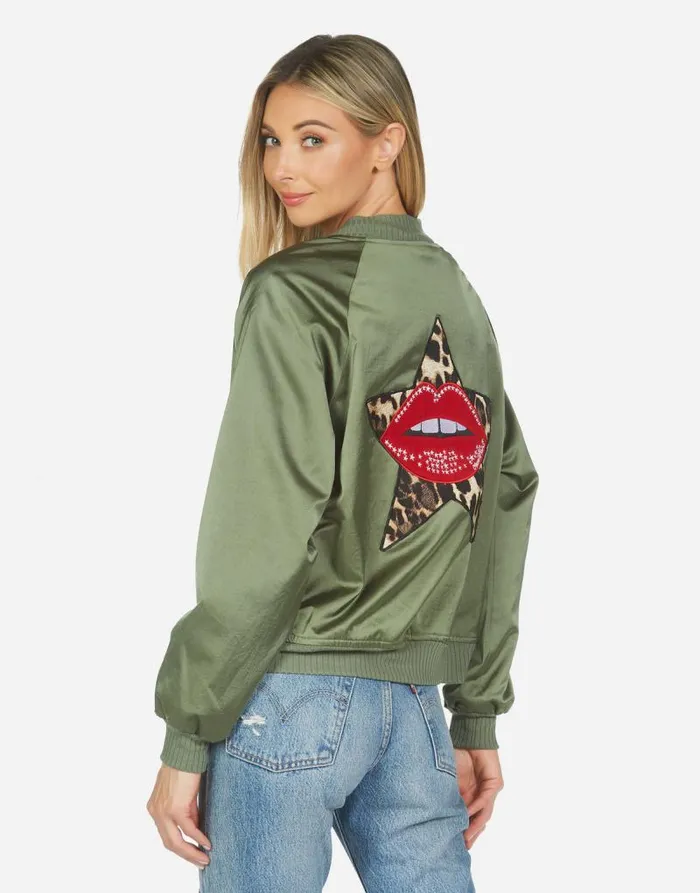 Levelle Leopard Star Lip Patch Military Leopard Women Lauren Moshi Jackets