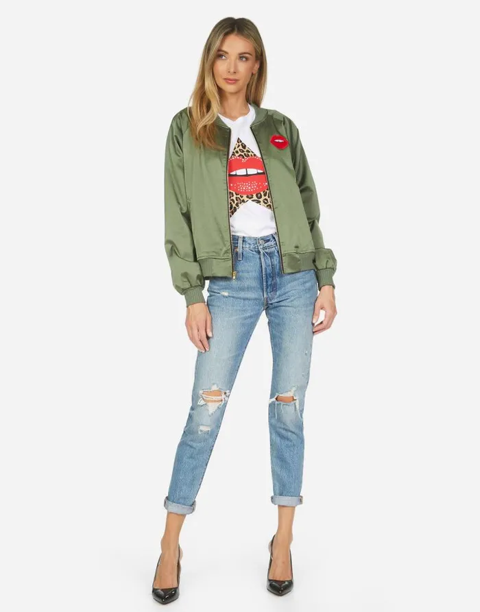 Levelle Leopard Star Lip Patch Military Leopard Women Lauren Moshi Jackets