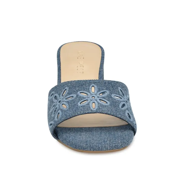 Lidey Eyelet Slide Sandals Denim Women Nine West Sandals