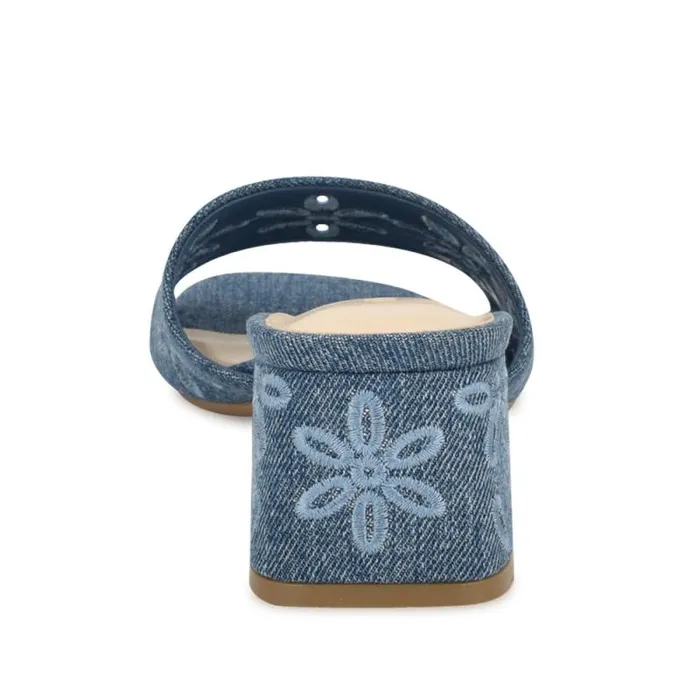 Lidey Eyelet Slide Sandals Denim Women Nine West Sandals