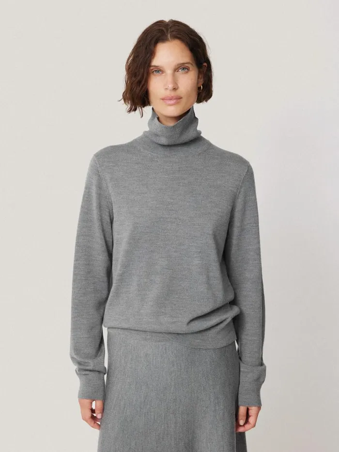 Lightweight Merino Polo Grey Women Jigsaw Knitwear and Cashmere