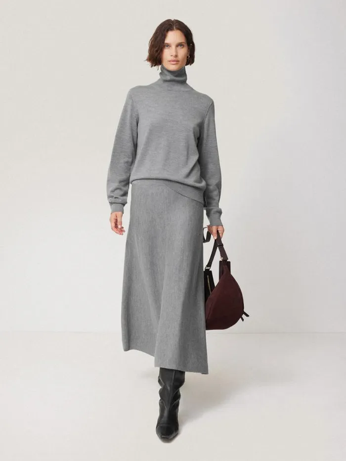 Lightweight Merino Polo Grey Women Jigsaw Knitwear and Cashmere