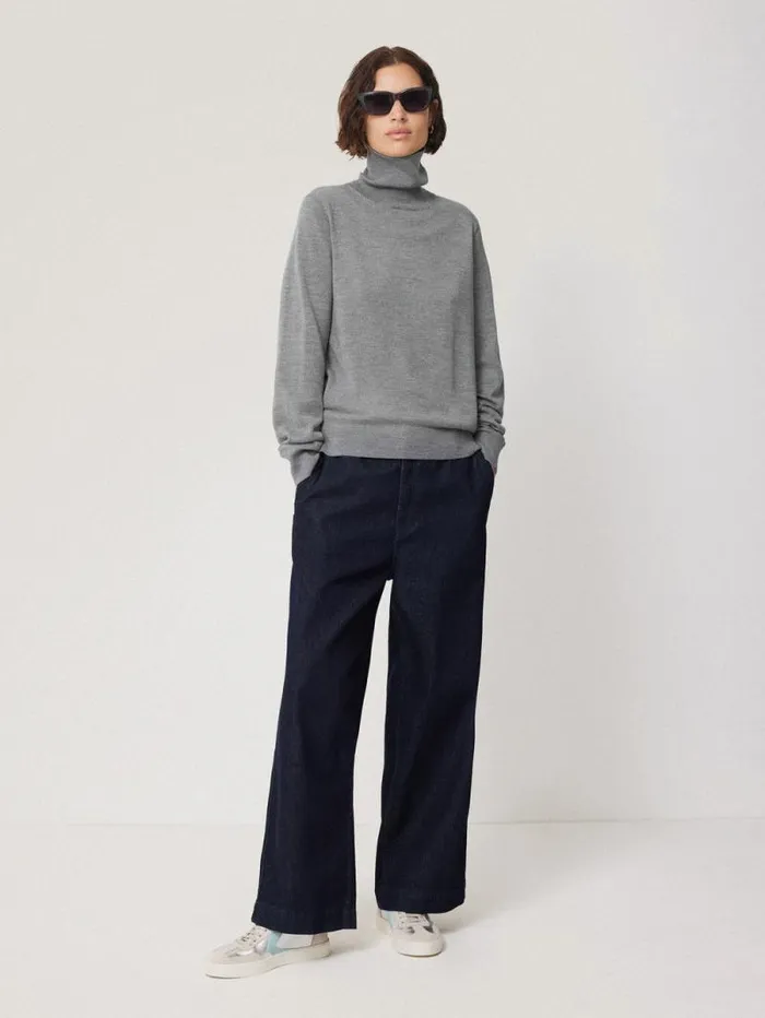 Lightweight Merino Polo Grey Women Jigsaw Knitwear and Cashmere